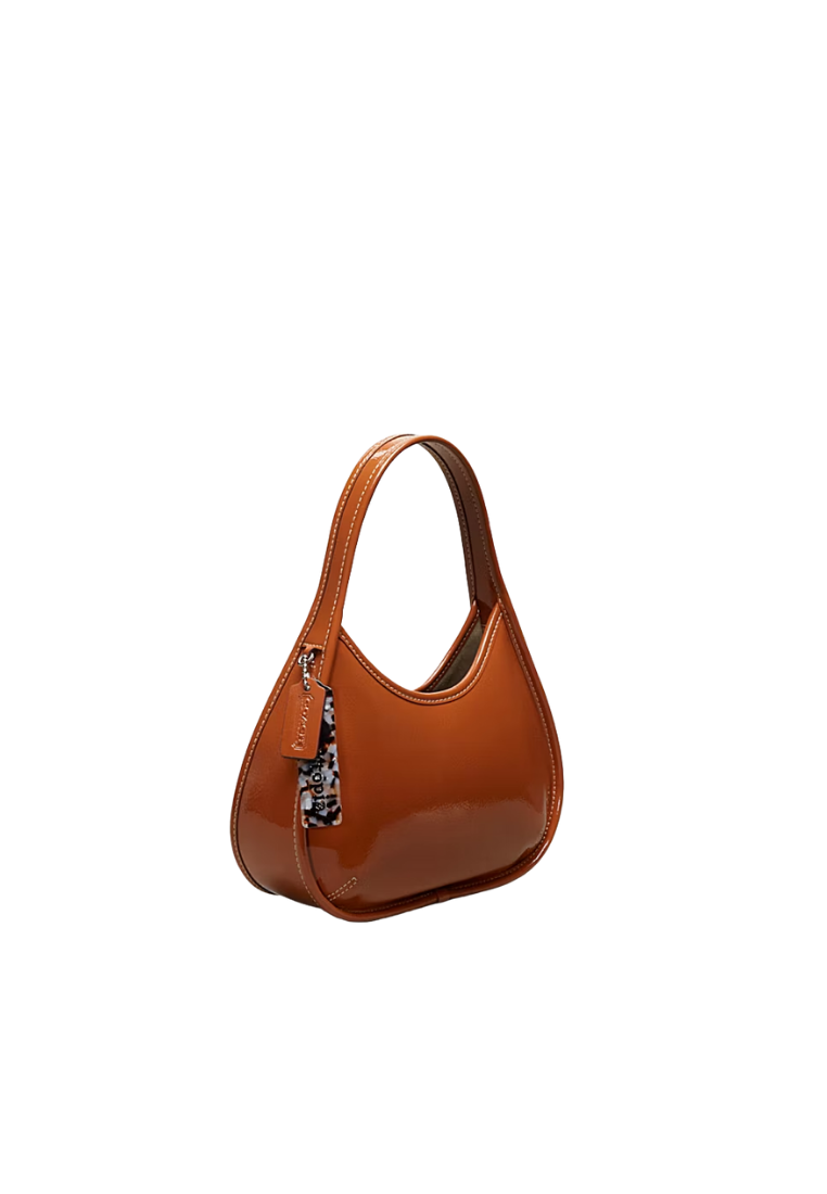 Coach Ergo Handbag In Crinkle Patent Coachtopia Leather In Deep Orange CQ003