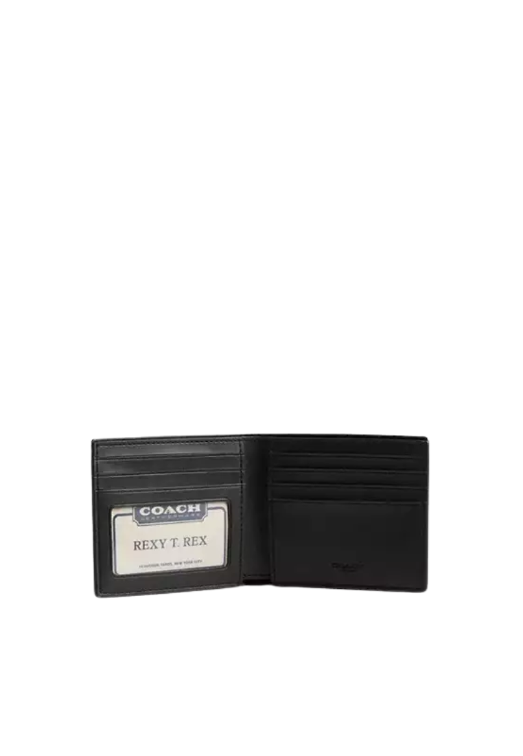 Coach Id Billfold Signature Canvas Wallet In Charcoal Black CY394