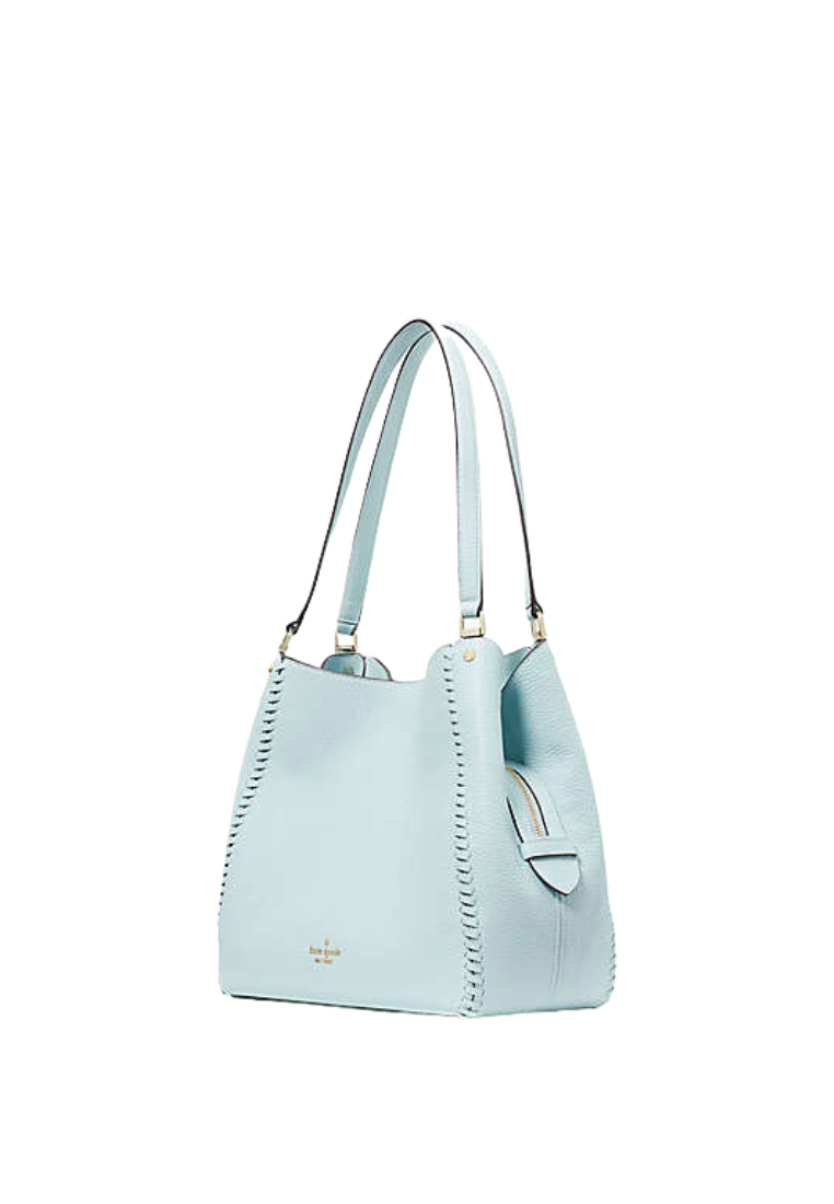 Kate Spade Leila Shoulder Bag Whipstitch Medium Triple Compartment In Dewy Blue KC604