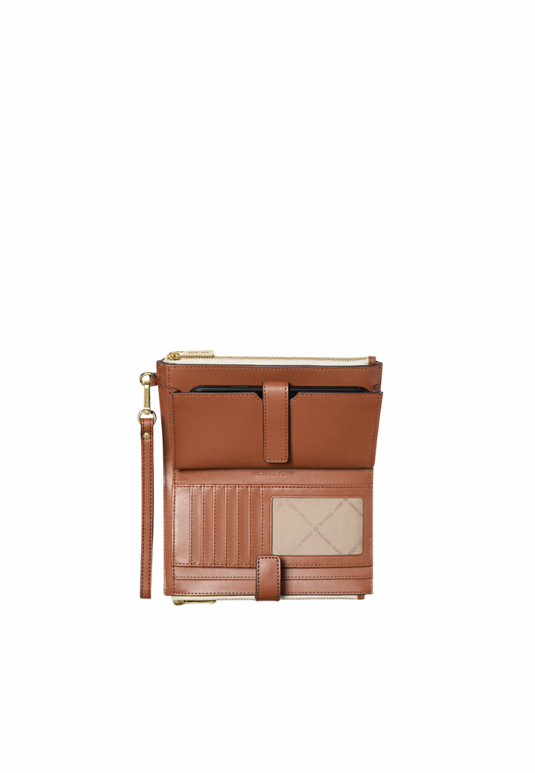 Michael Kors Jet Set Travel 35F8GTVWOB Large Double Zip Wristlet Wallet Signature In Vanilla