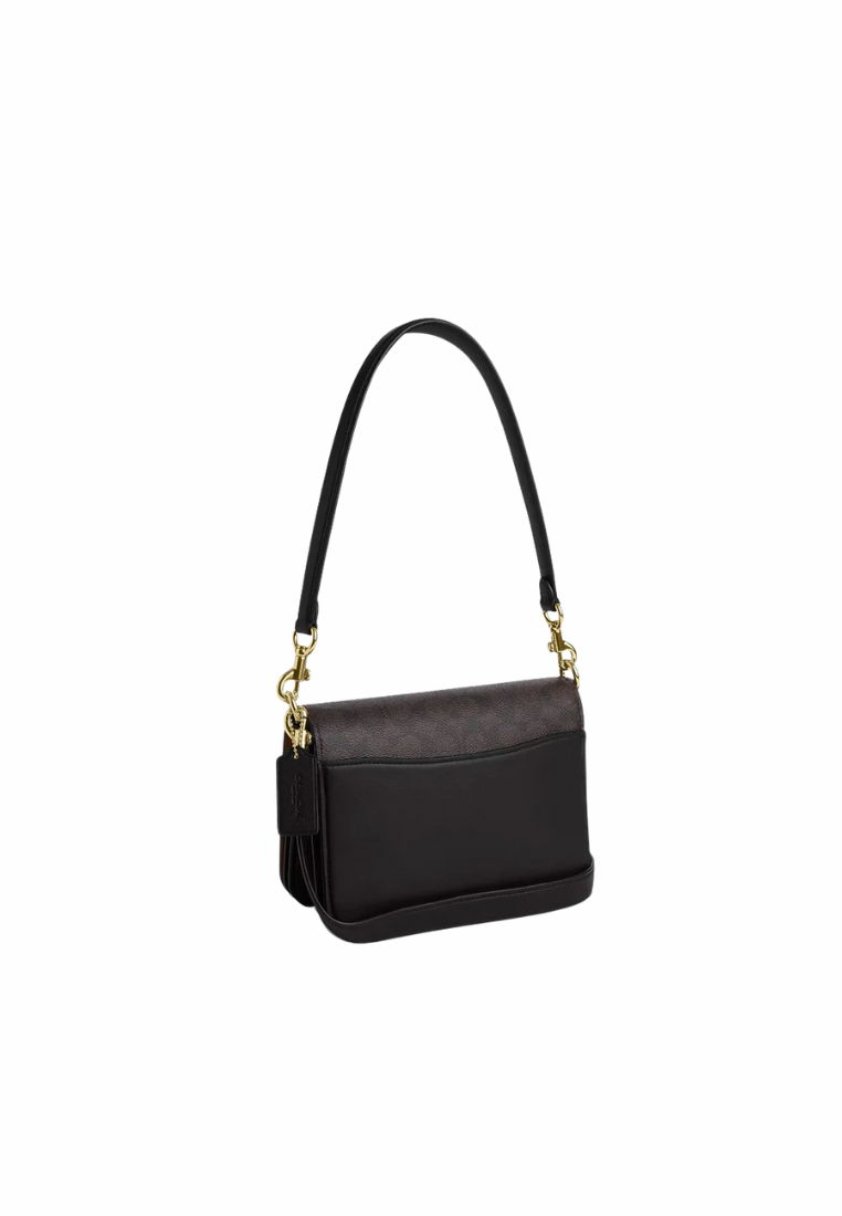 Coach Quinn Shoulder Bag Signature Canvas In Walnut Black CZ770