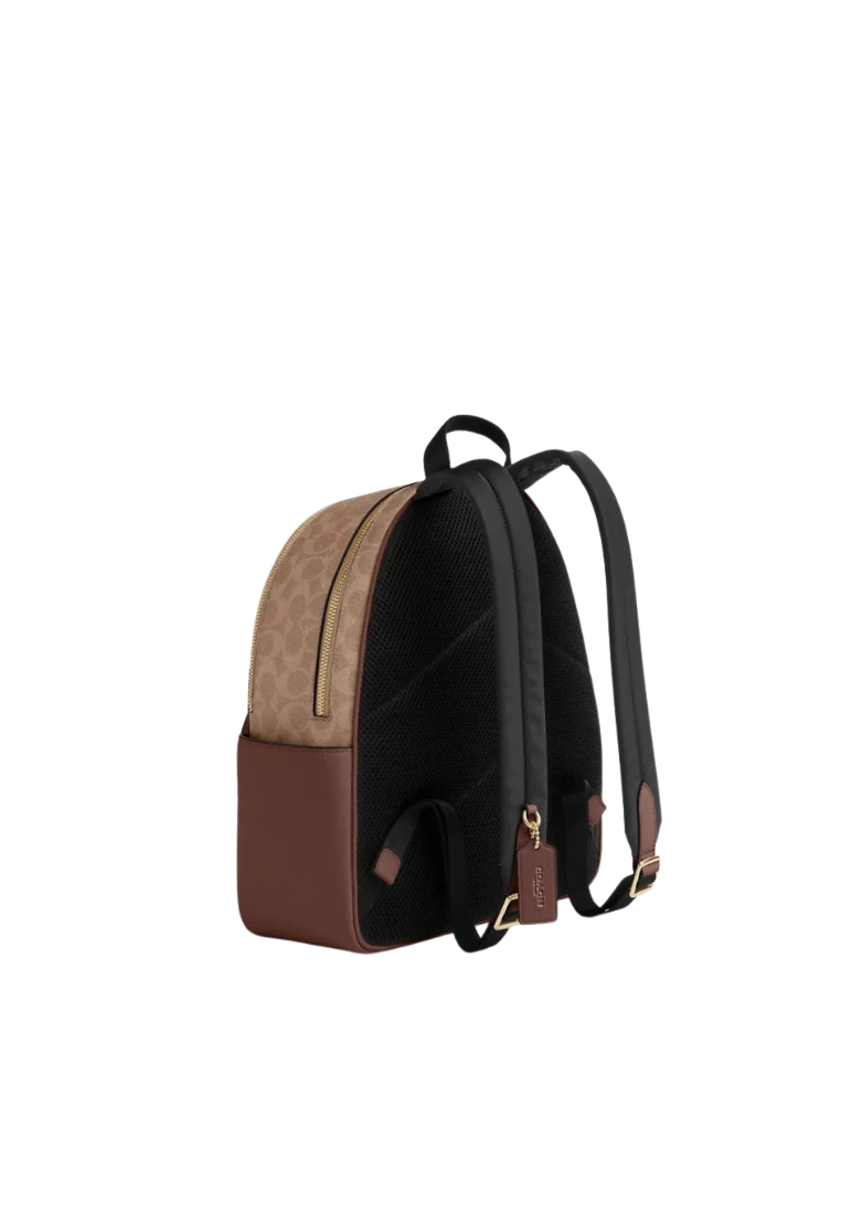 Coach Court Backpack Signature Canvas In Tan Brown CZ176