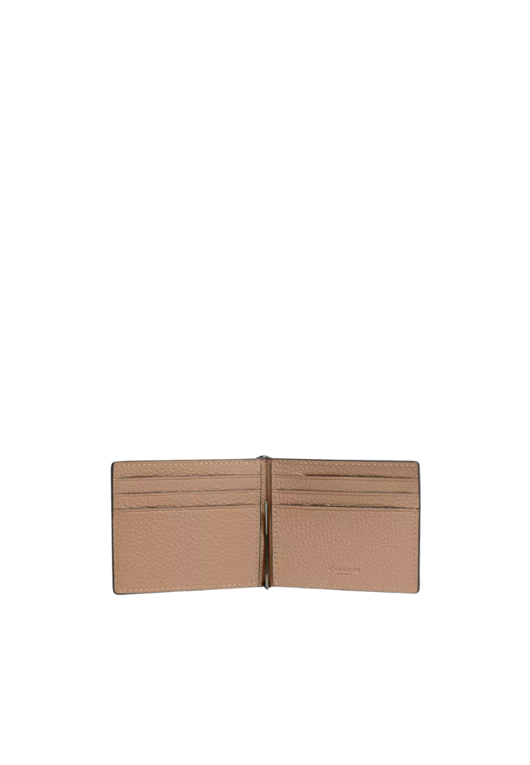 Coach Slim Billfold Wallet Money Clip In Taupe CH090