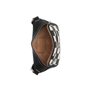 Coach Elias Mini Belt Bag With Checkerboard Print In Black Chalk CR210