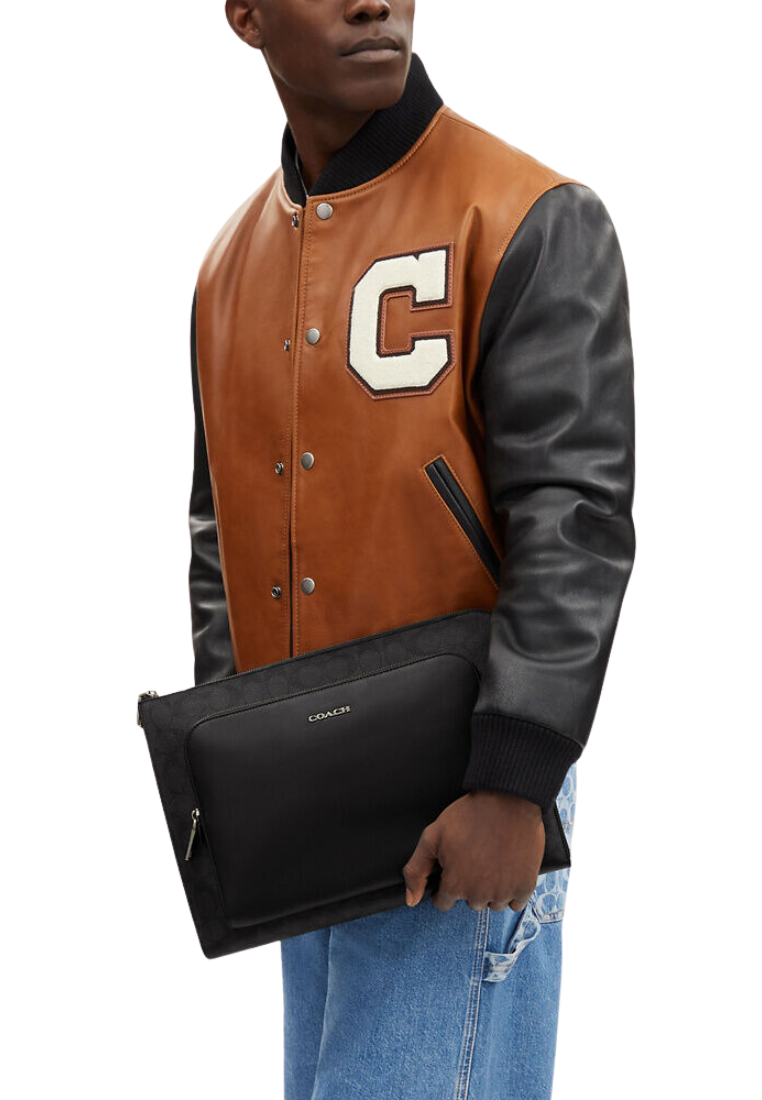 Coach Ethan Portfolio Bag In Signature Canvas In Black CU113