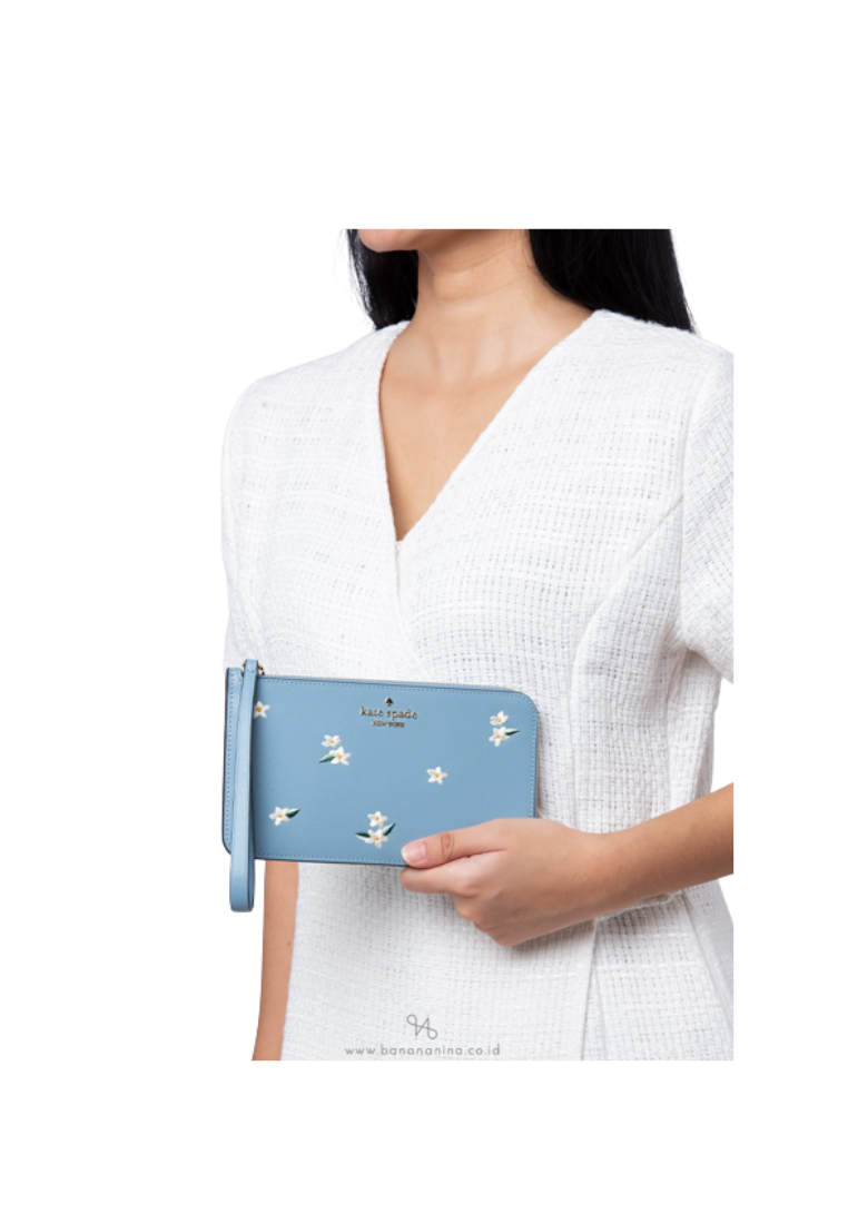 Kate Spade Medium L-zip Lucy Wristlet In Polished Blue KD903