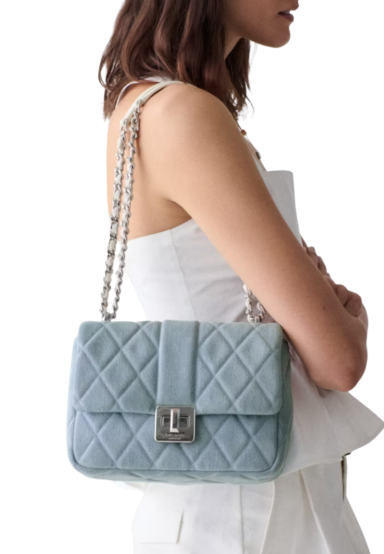 Kate Spade Carey Crossbody Bag Quilted Denim In Blue Multi KN591