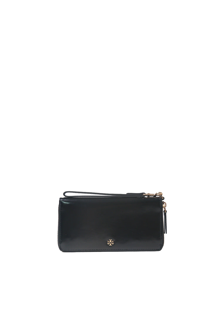 Tory Burch Emerson Patent Zip Around Continental Wallet In Black 162753