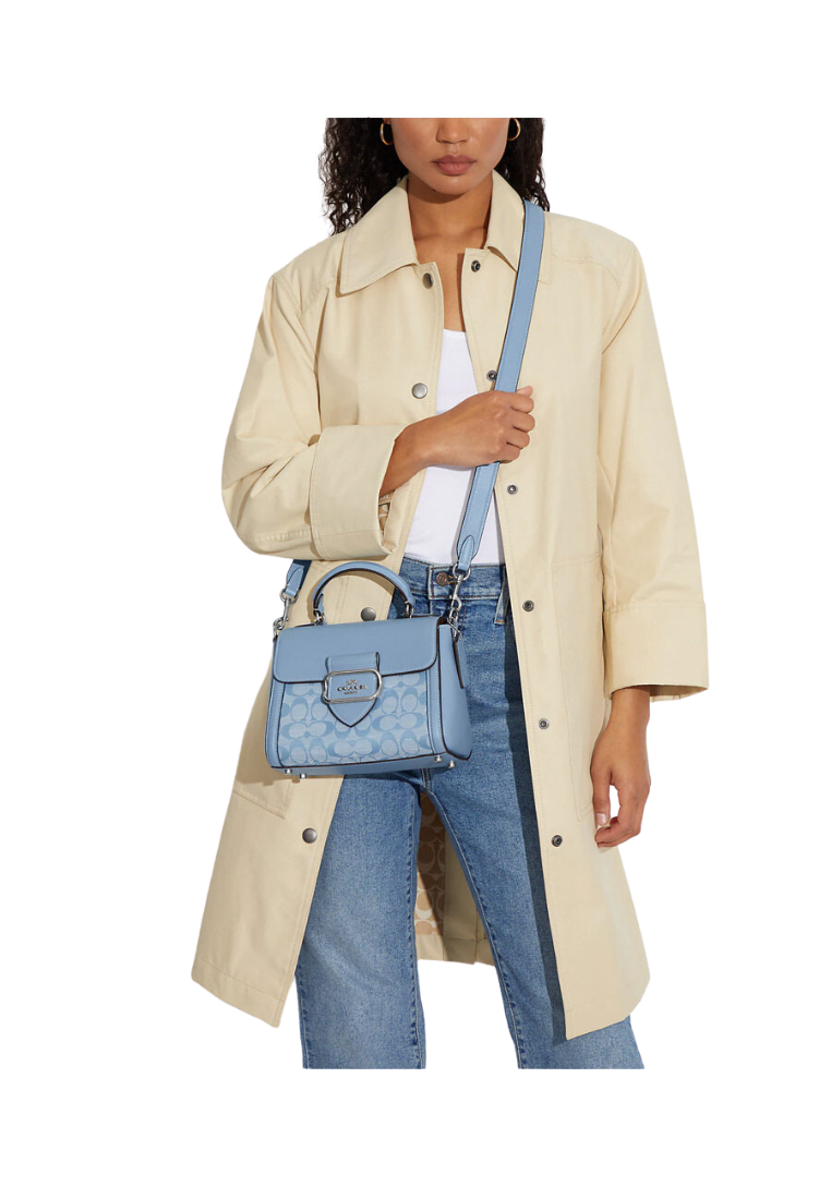 Coach Morgan CH142 Top Handle Satchel In Signature Chambray In Cornflower Multi