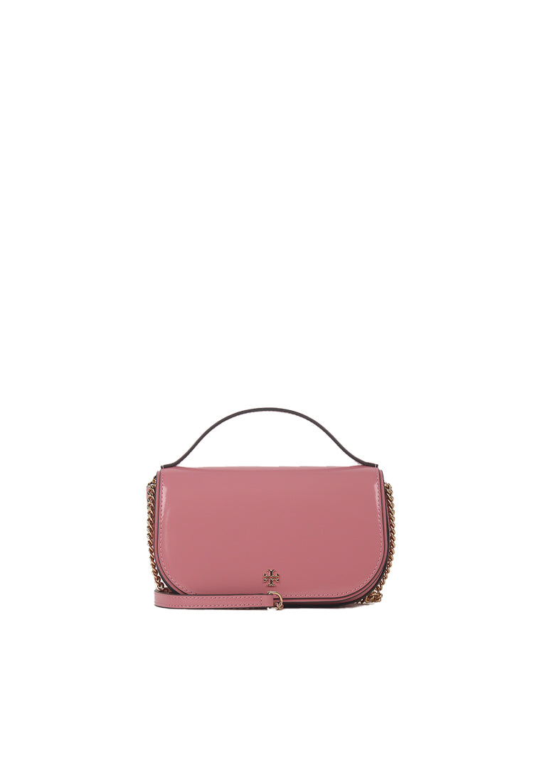 Tory Burch Emerson Patent Crossbody Bag In Pink Ginger 142346