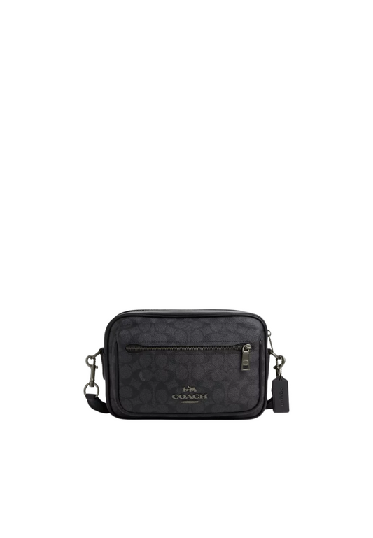 Coach Elias Crossbody Bag Signature Canvas In Charcoal Black CZ401