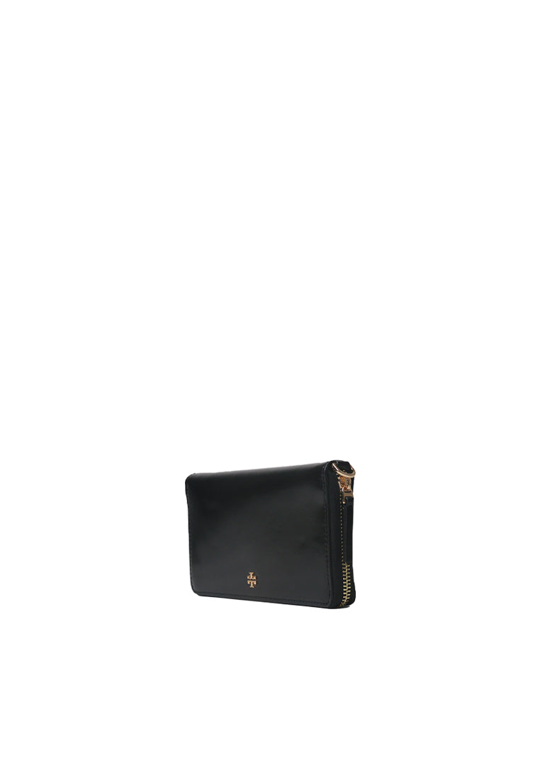 Tory Burch Emerson Patent Zip Around Continental Wallet In Black 162753
