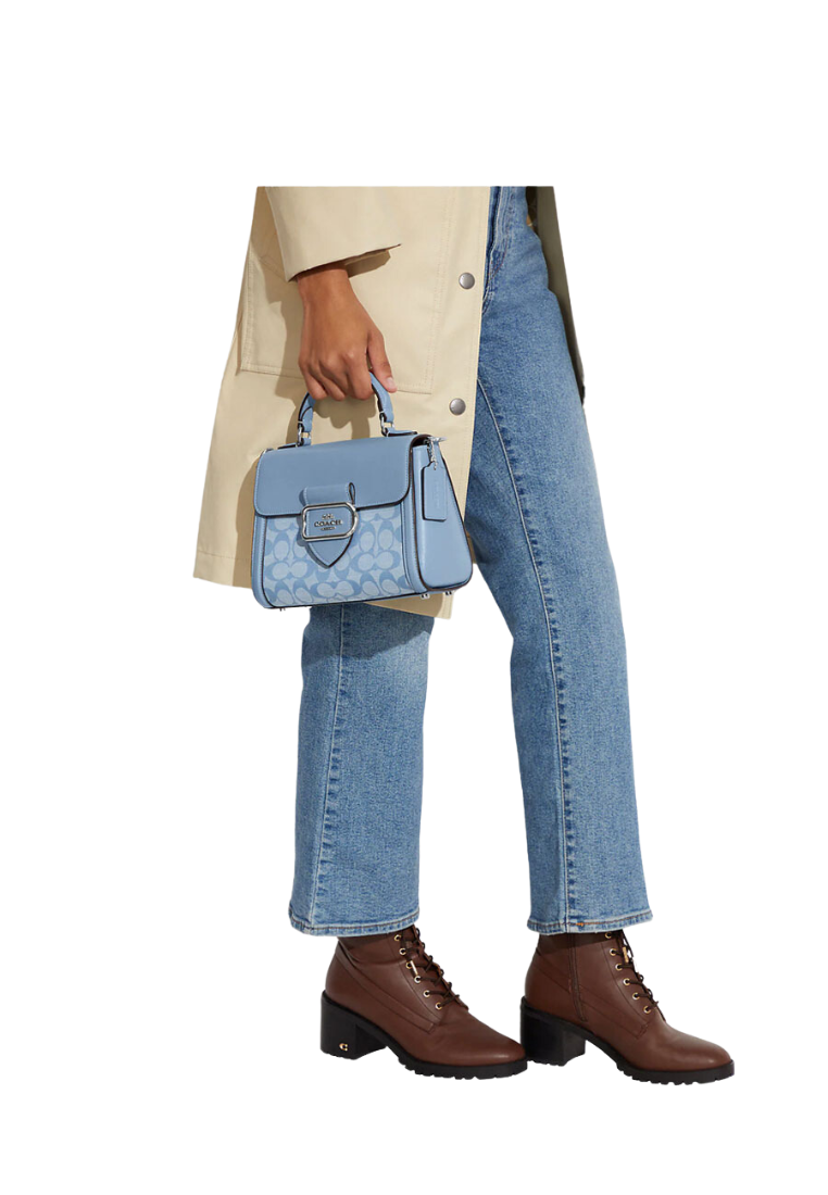 Coach Morgan CH142 Top Handle Satchel In Signature Chambray In Cornflower Multi
