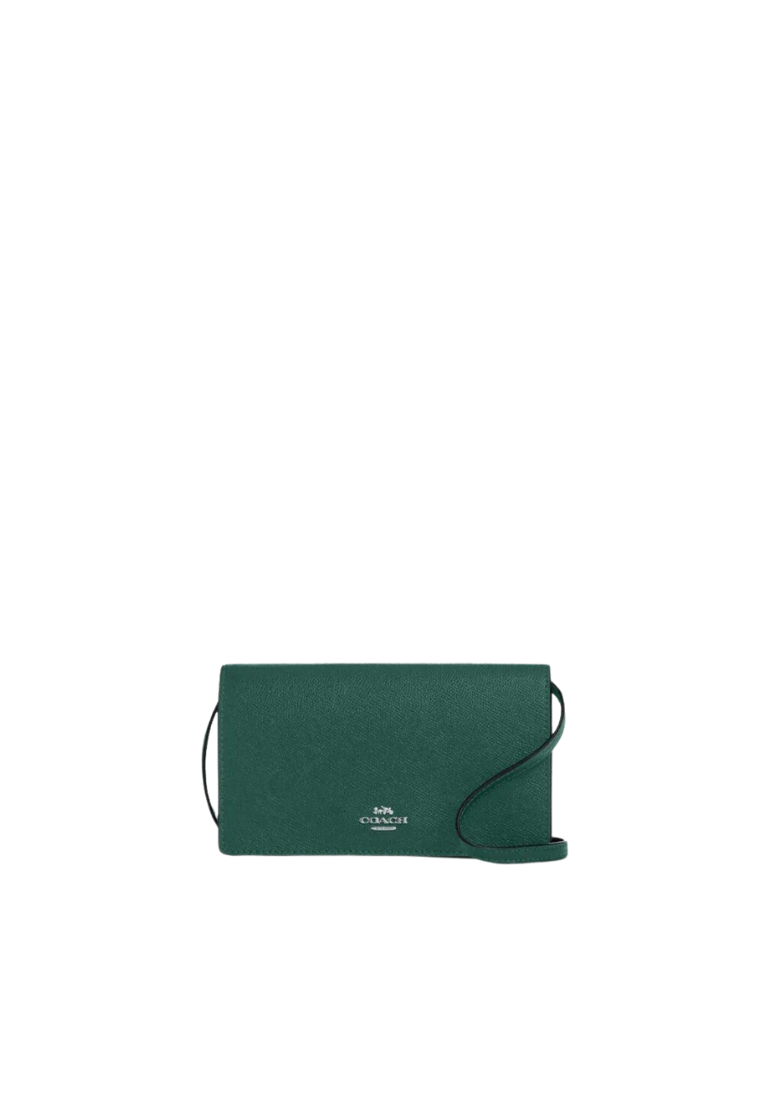 Coach Anna Foldover Clutch Crossbody Bag In Emerald Green CX592