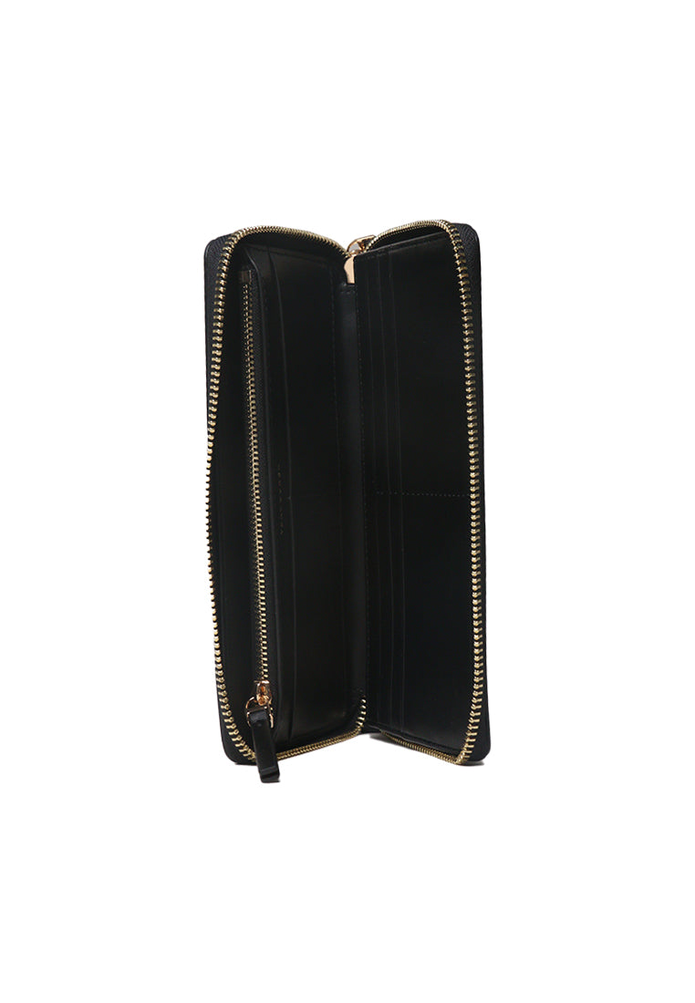 ( AS IS ) Tory Burch Emerson Patent Zip Around Continental Wallet In Black 162753