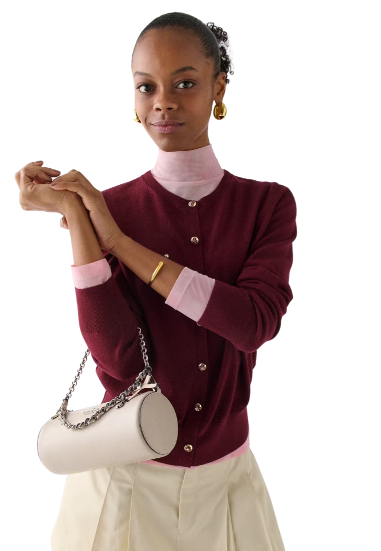 ( PREORDER ) Kate Spade Roulette Glazed Leather Mini Convertible Crossbody Bag In Quartz Pebble KN203