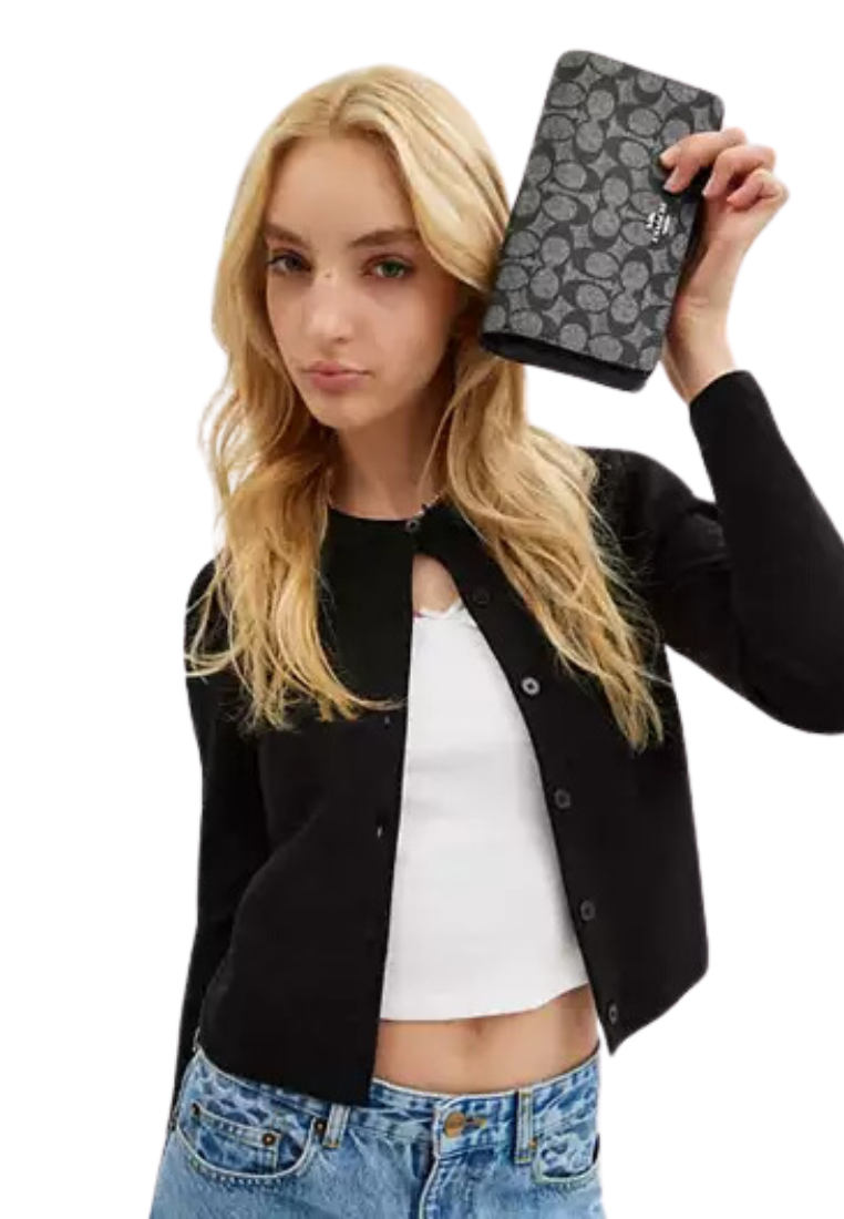 Coach Anna Foldover Clutch Crossbody Bag In Gunmetal Multi CX593