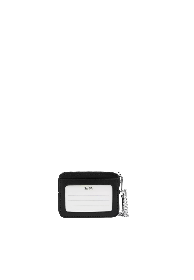 Coach Zip Card Case With Heart Bolt Print In Black Multi CW453