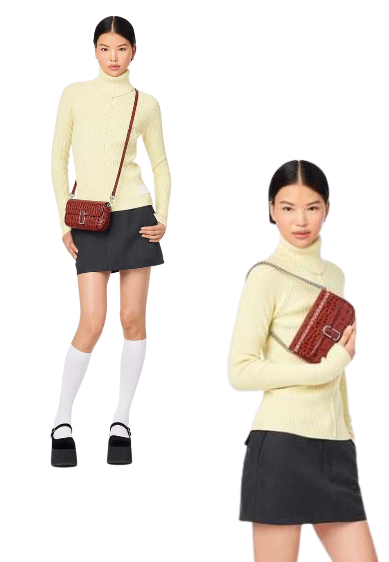 Marc Jacobs The Croc-Embossed J Marc Mini Shoulder Bag In Spice Brown H907L01RE22