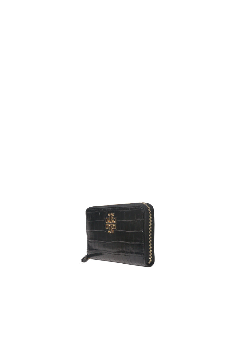 Tory Burch Britten Embossed Zip Continental Wallet In Black 145345