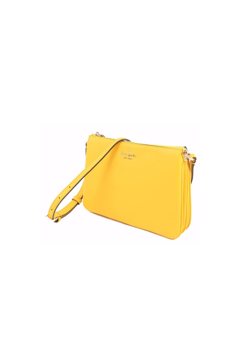 Kate Spade Leila Pebble Leather WKR00448 Triple gusset Crossbody Bag In Sunflower Field