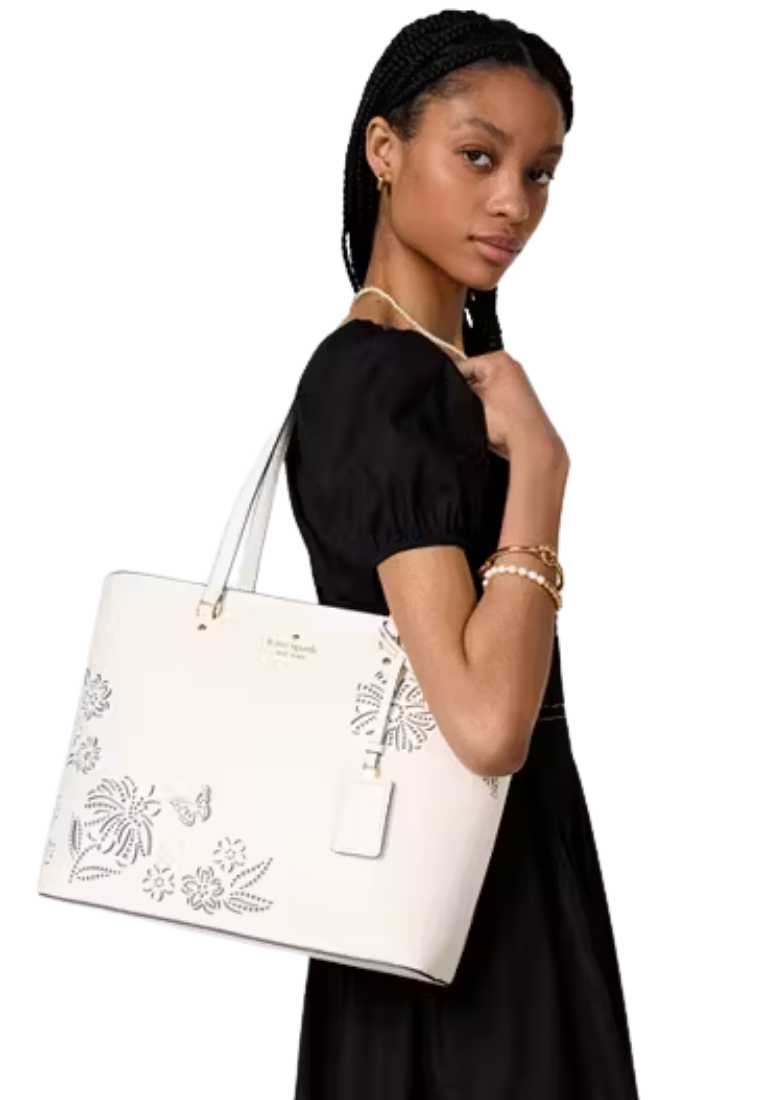 ( PREORDER ) Kate Spade Perforated Perfect Tote Bag In Meringue KL014