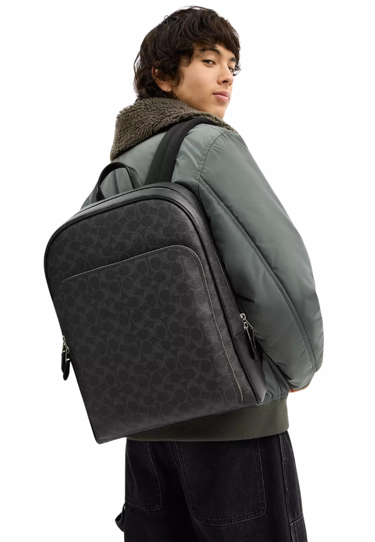 ( PREORDER ) Coach Gotham In Signature Canvas Backpack In Black Signature CR743