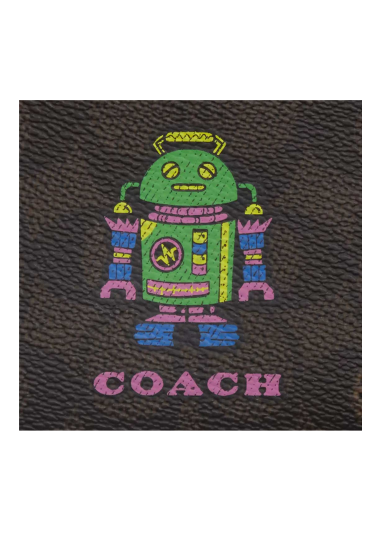 Coach Cosmic Zip Card Case With Robot Print In Walnut Multi CW223