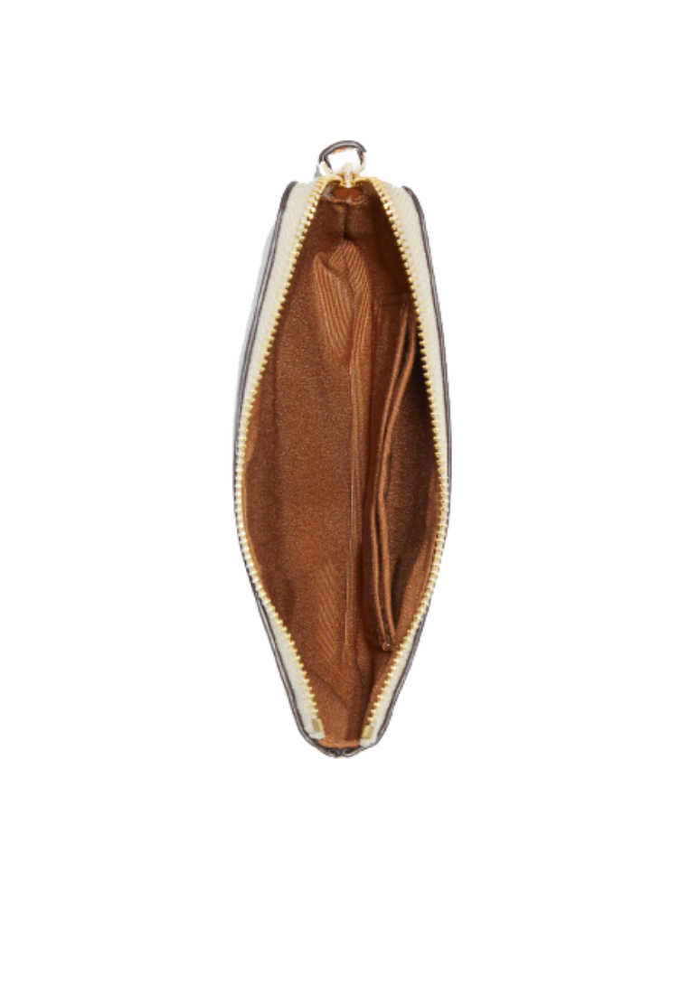 Coach Corner Zip CI856 Wristlet In Signature Canvas With Floral Cluster Print In Light Khaki Multi