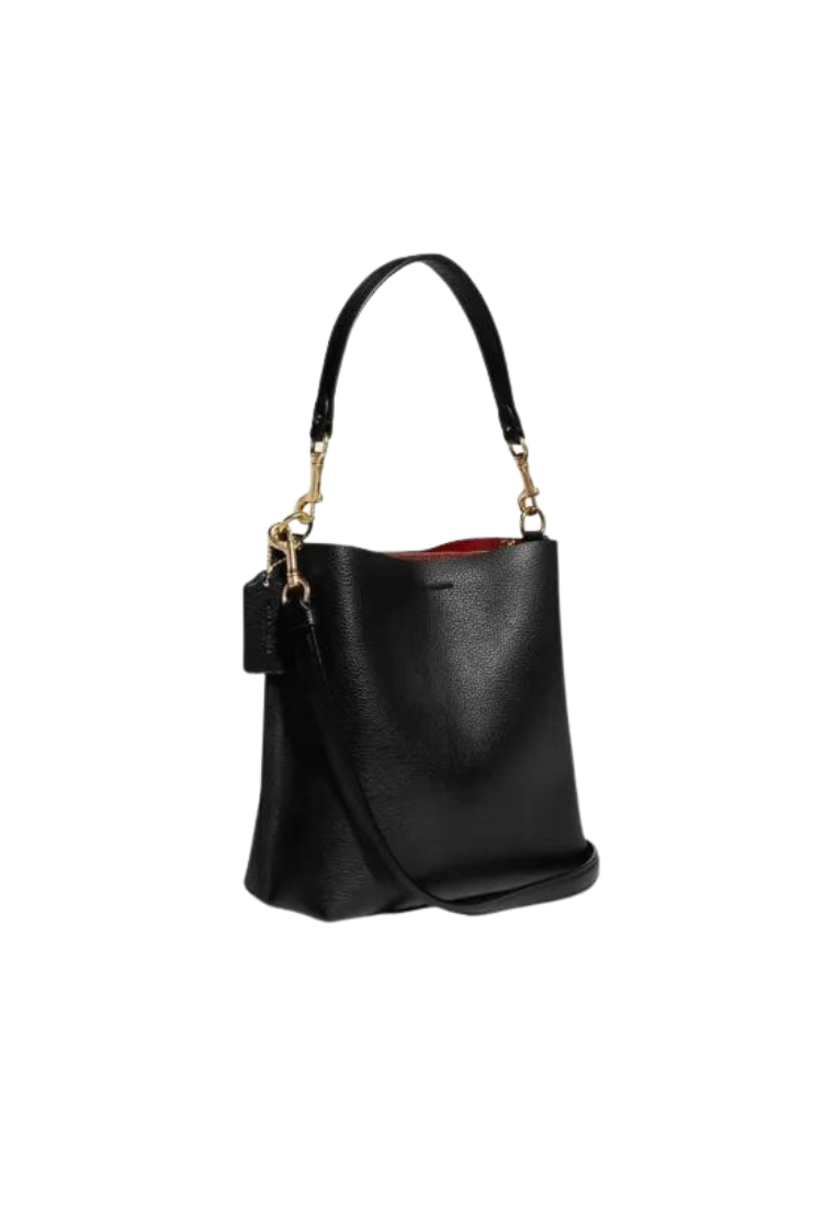 Coach Mollie CA177 Bucket Bag Pebble Leather Shoulder Bag In Black