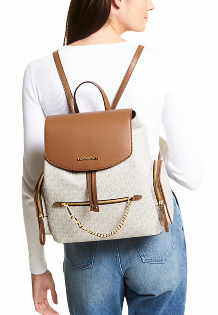 Michael Kors Jet Set Large Logo Backpack In Vanilla 35T1GTTB3B