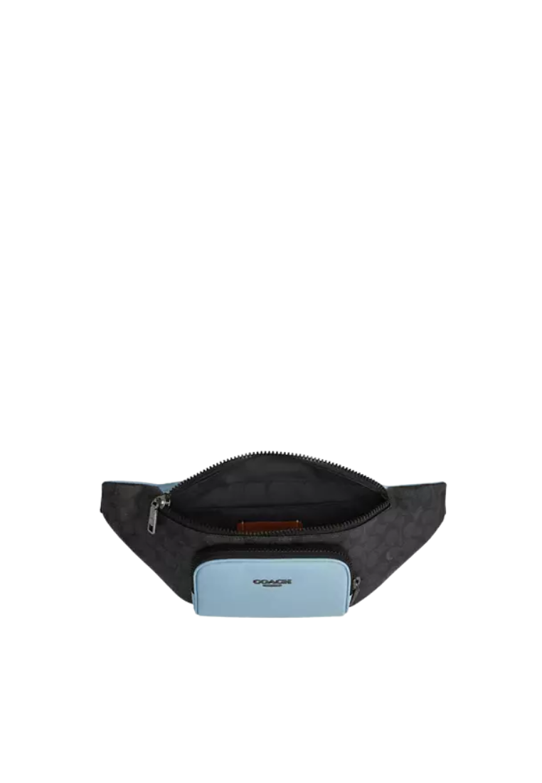 Coach Racer Belt Bag Colorblock Signature Canvas In Light Blue Multi CAJ77