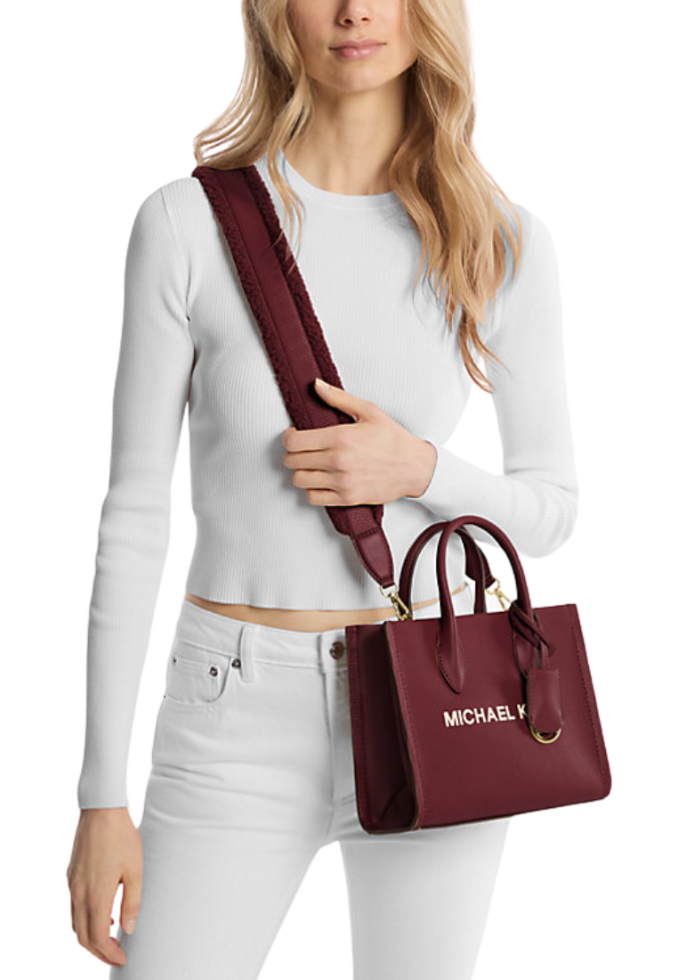 Michael Kors Mirella Small Pebbled Leather Top Handle In Oxblood 35F4G7ZC5L