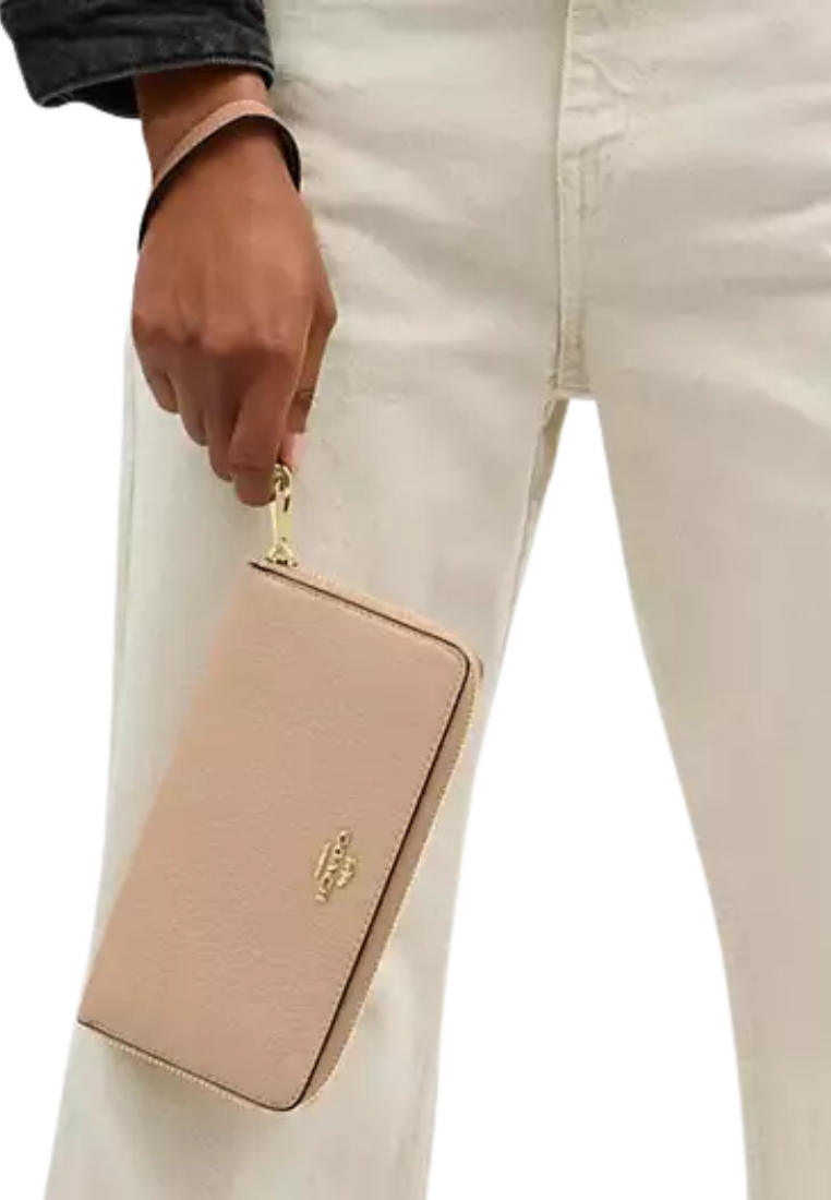 Coach Long Zip Around Wallet In Cream Peach CBR67