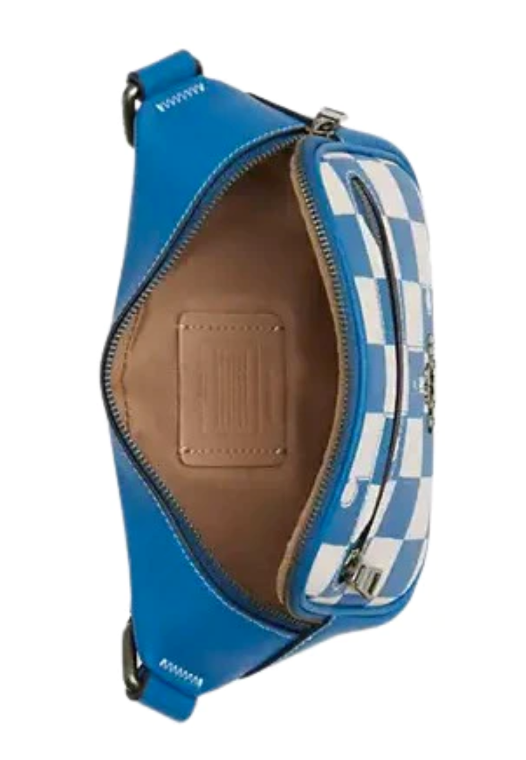 Coach Elias Mini Belt Bag With Checkerboard Print In Blue Jay Chalk CR210