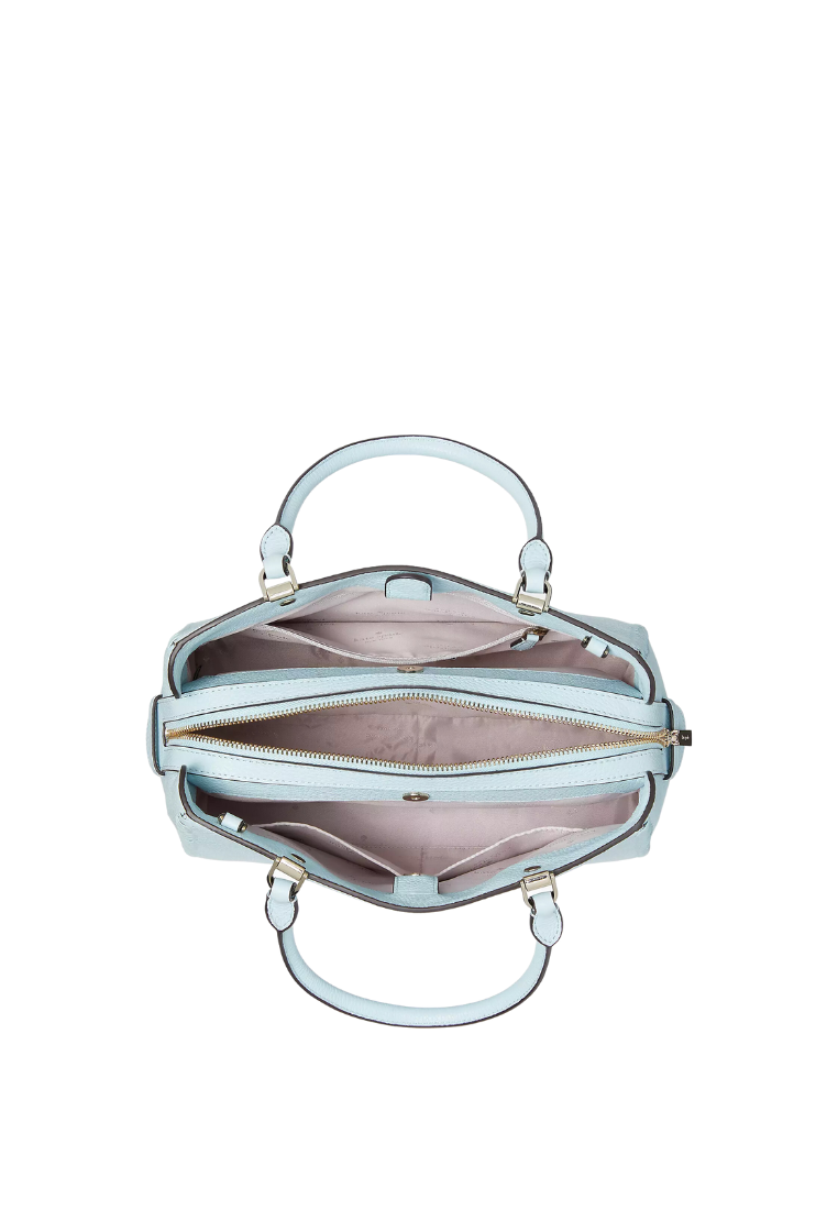 Kate Spade Leila Crossbody Bag Medium Triple Compartment Satchel In Dewy Blue KC605