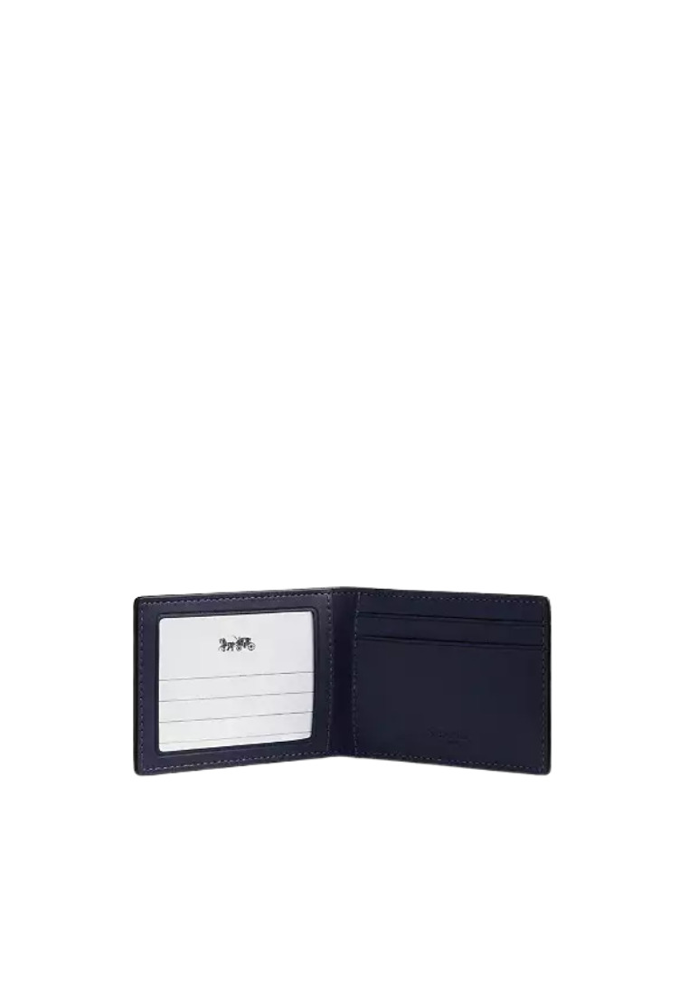Coach Compact Billfold Wallet In Signature Canvas In Denim Chalk CW368