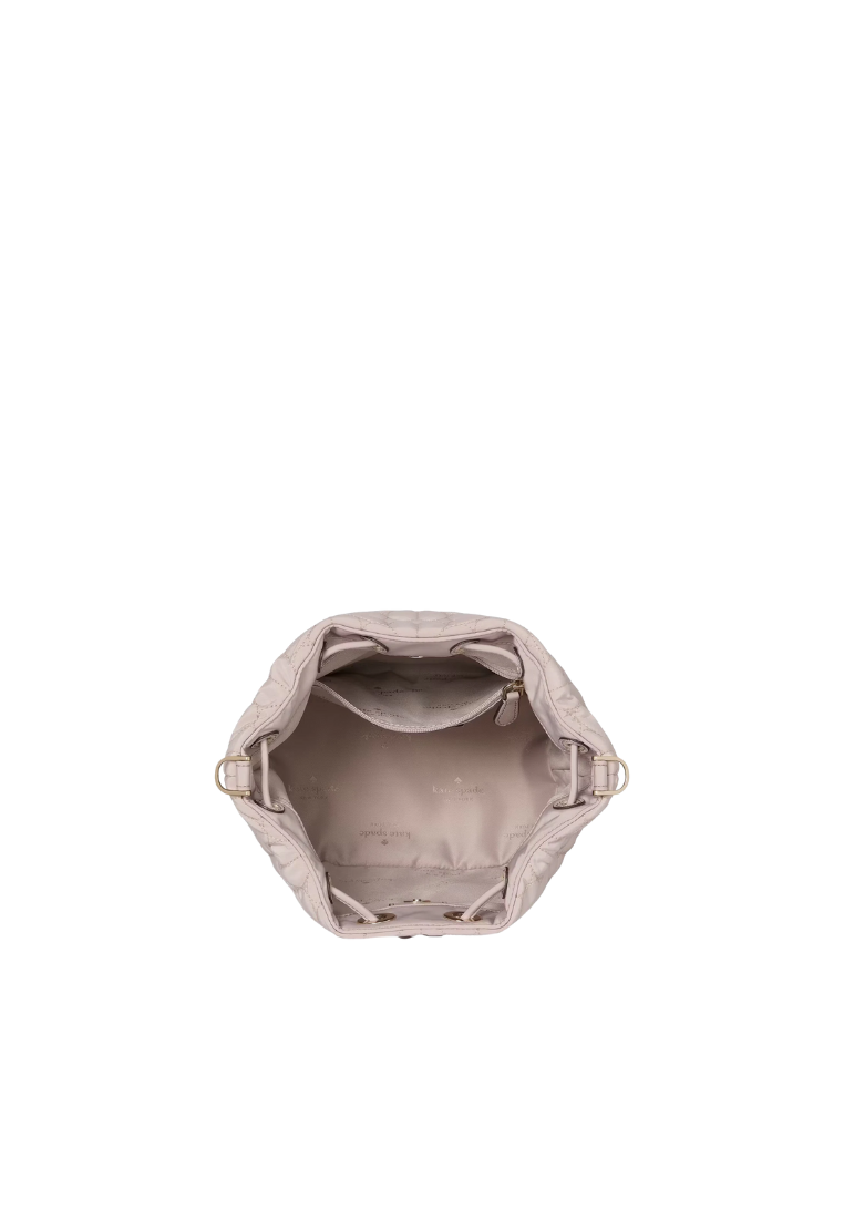 ( AS IS ) Kate Spade Spade Flower Quilted Bucket Bag In Cozy Grey KK076