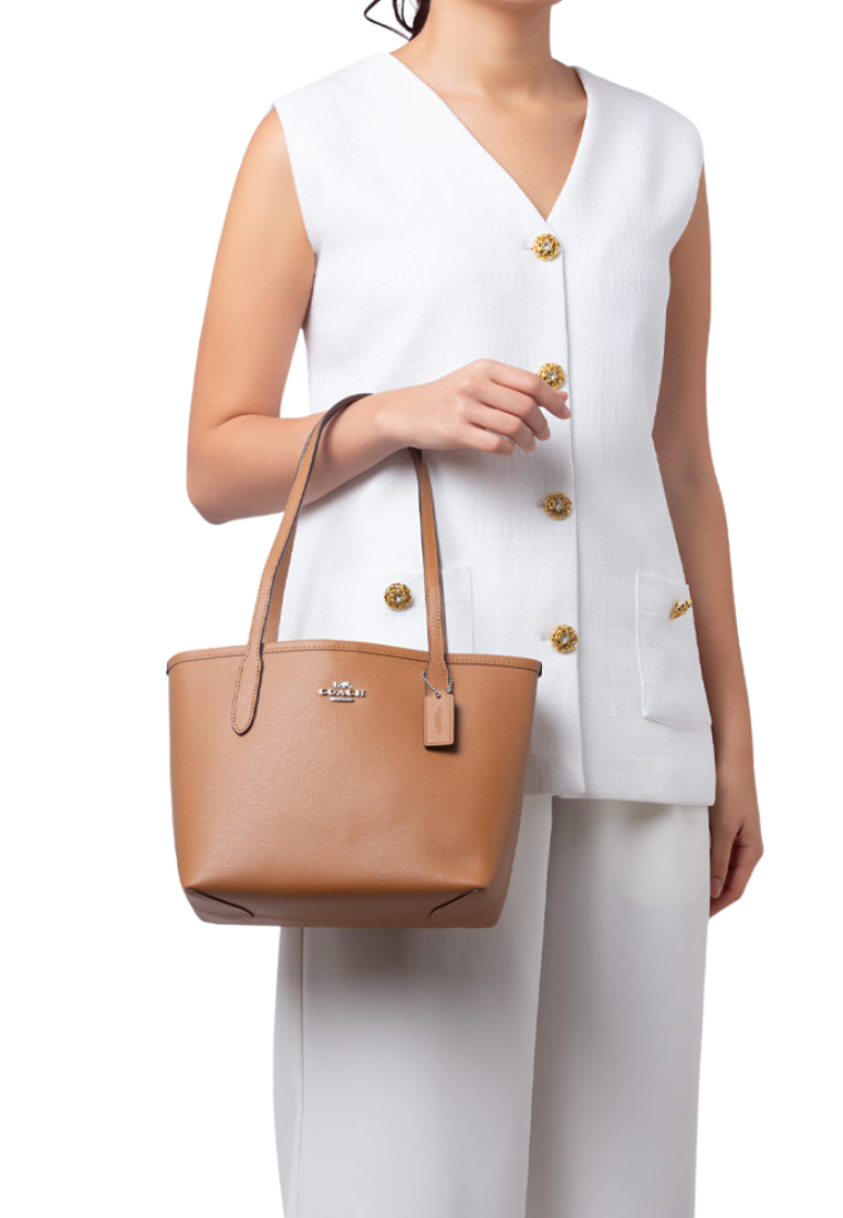 Coach Small City Tote Bag In Light Saddle CT859