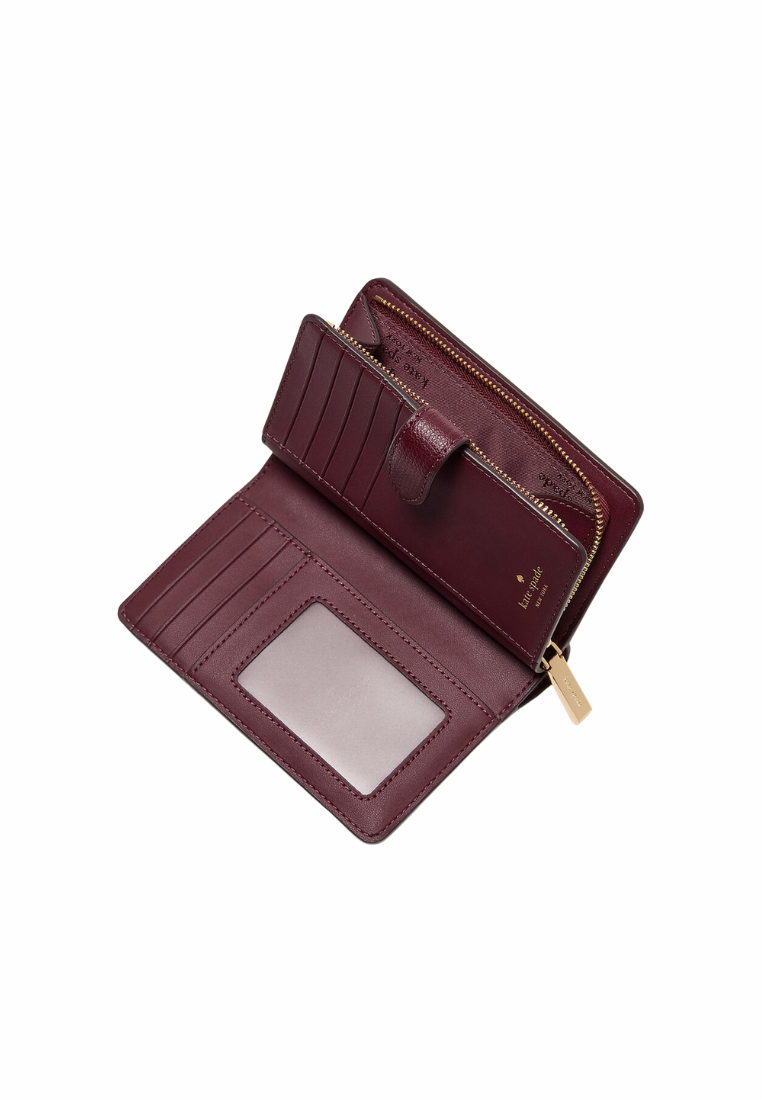 Kate Spade Spade Flower Embroidered Medium Bifold Wallet In Dark Merlot KL899
