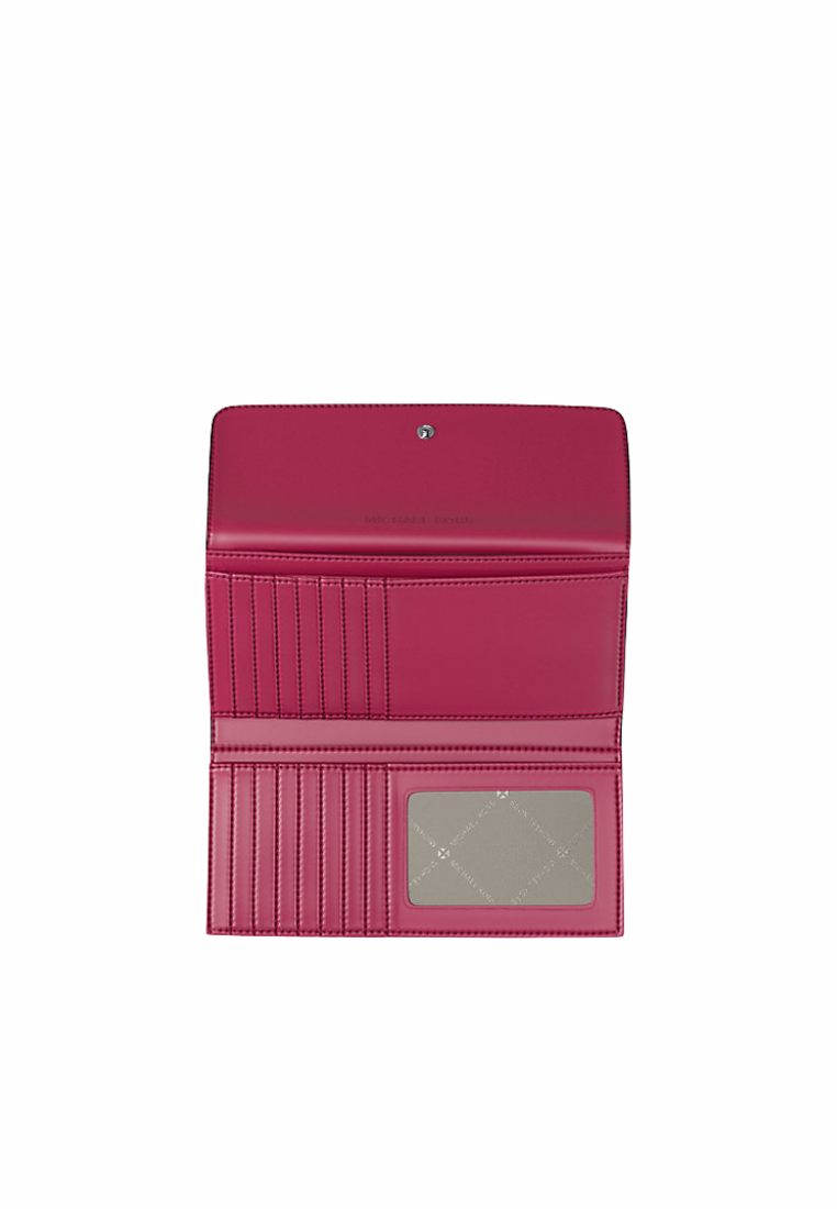 Michael Kors Jet Set Travel Signature Logo Tri-Fold Wallet In Dark Raspberry Multi 35S5STVF3B