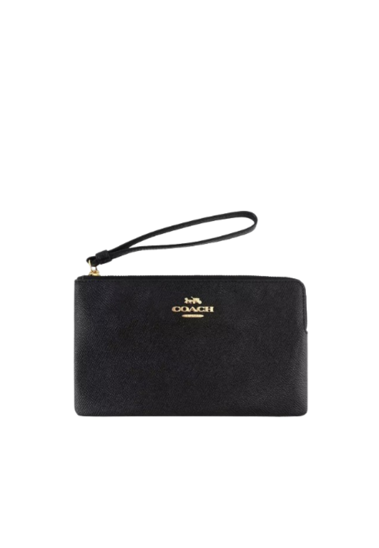 Coach Corner Zip Wristlet In Black CP483