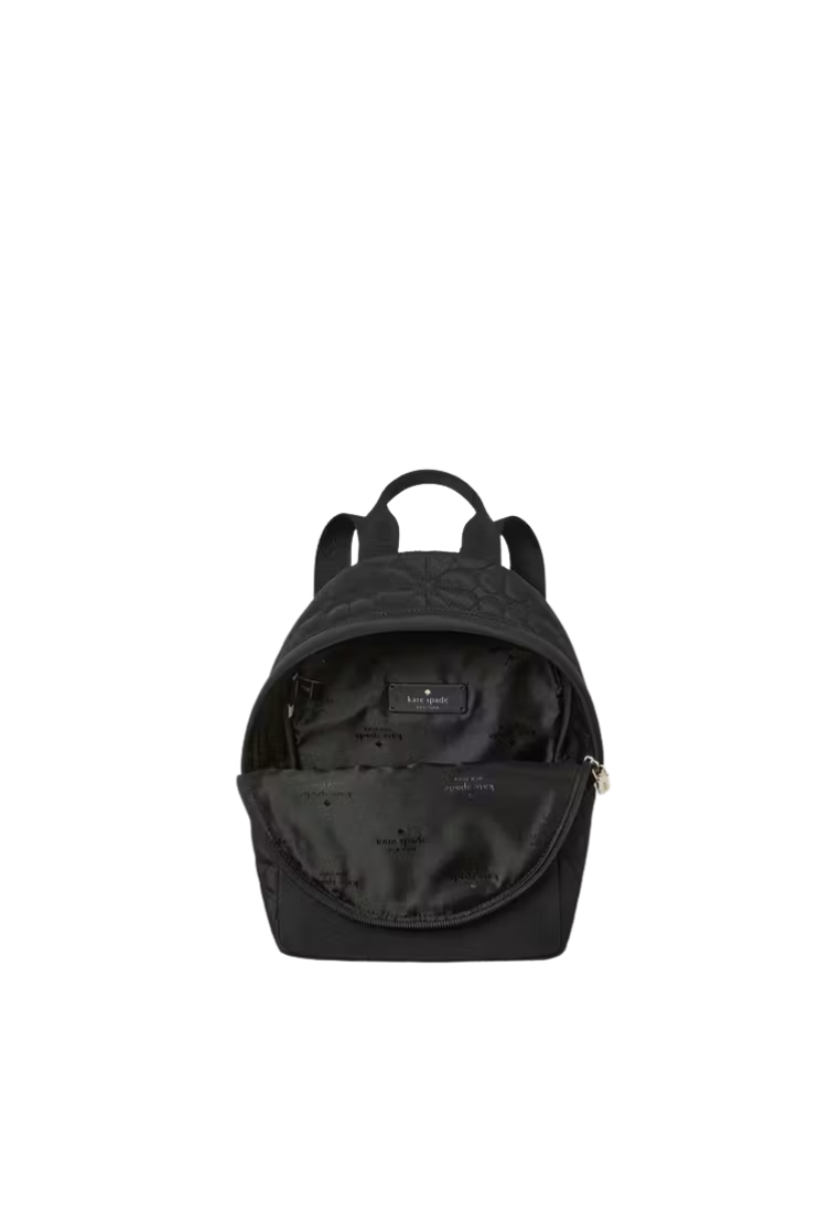 Kate Spade Spade Flower Quilted Nylon Small Backpack In Black KK158