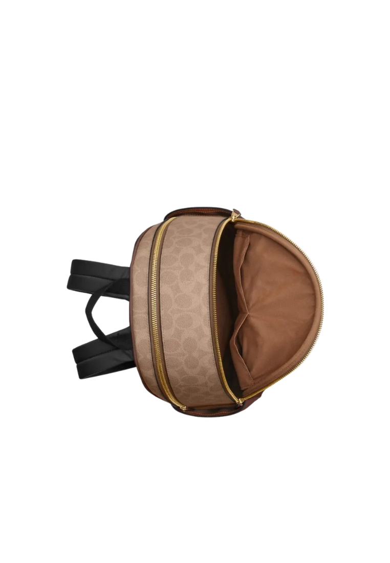 Coach Court Backpack Signature Canvas In Tan Brown CZ176