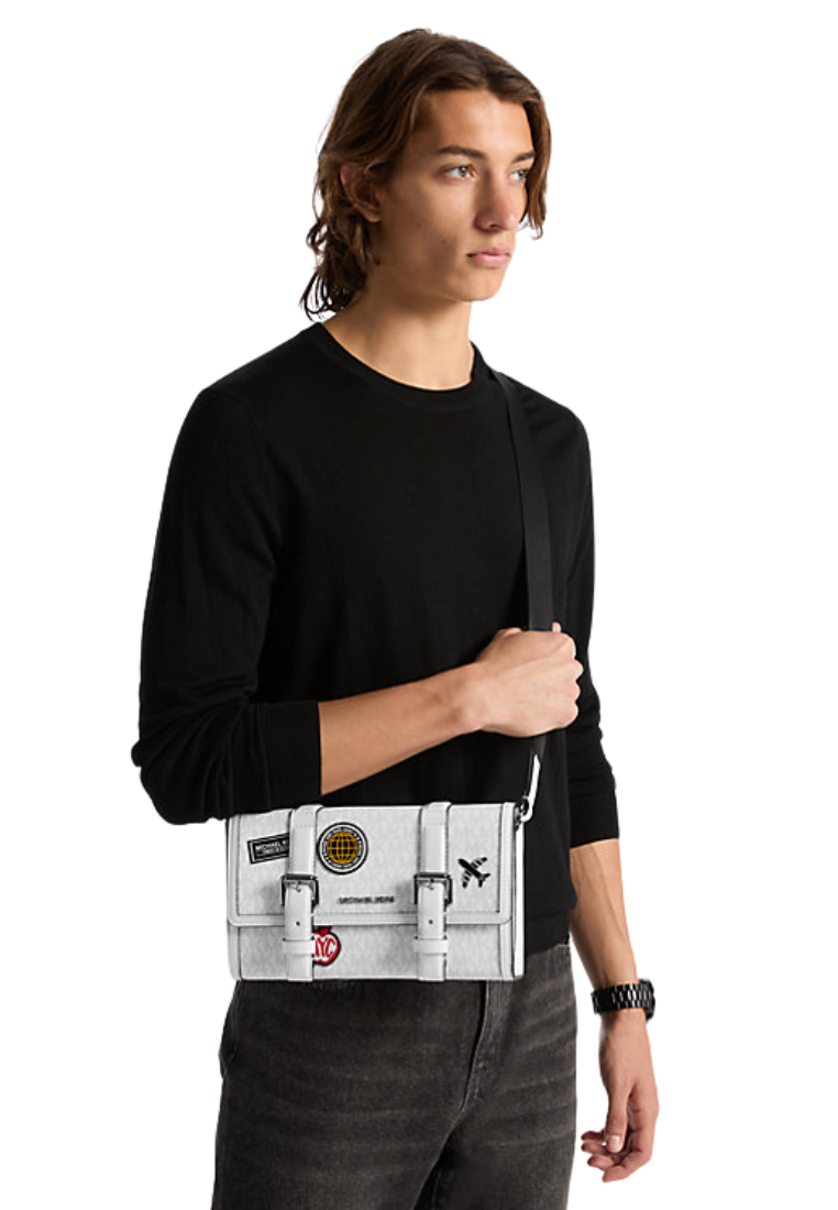 Michael Kors Cooper Embellished Signature Logo Trunk Crossbody Bag In Bright White 37R5LCOM1B