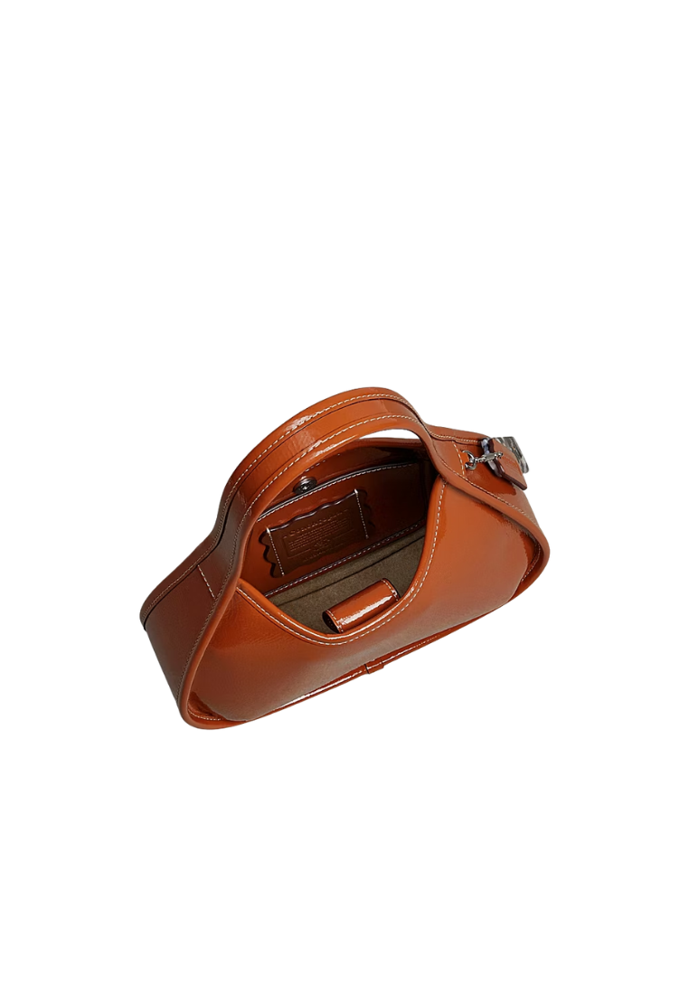 Coach Ergo Handbag In Crinkle Patent Coachtopia Leather In Deep Orange CQ003