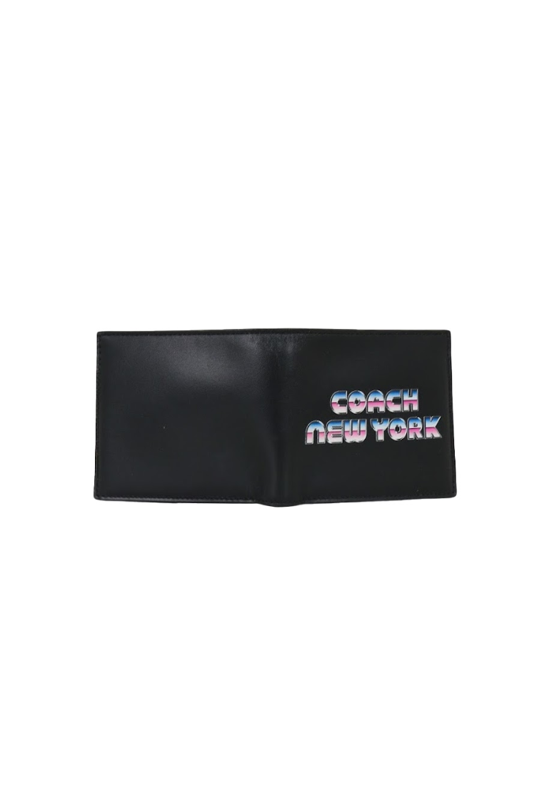 Coach Double Billfold C3412 With New York Graphic Wallet In Black
