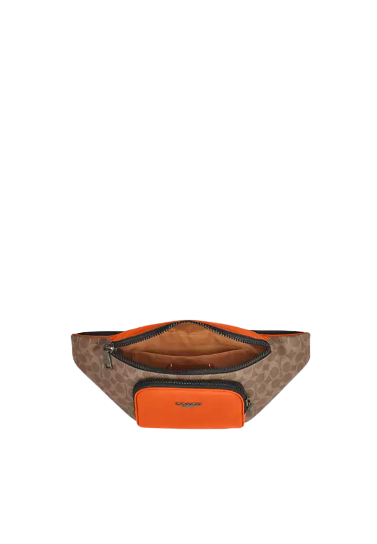 Coach Racer Belt Bag Colorblock Signature Canvas In Spice Orange Multi CAJ77