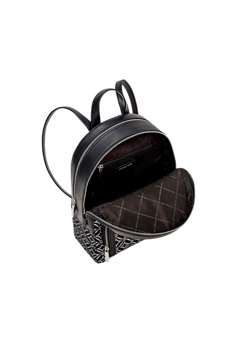 Michael Kors Jaycee Medium Logo Backpack In Black Silver Noir Argent 35F4S8TB2J