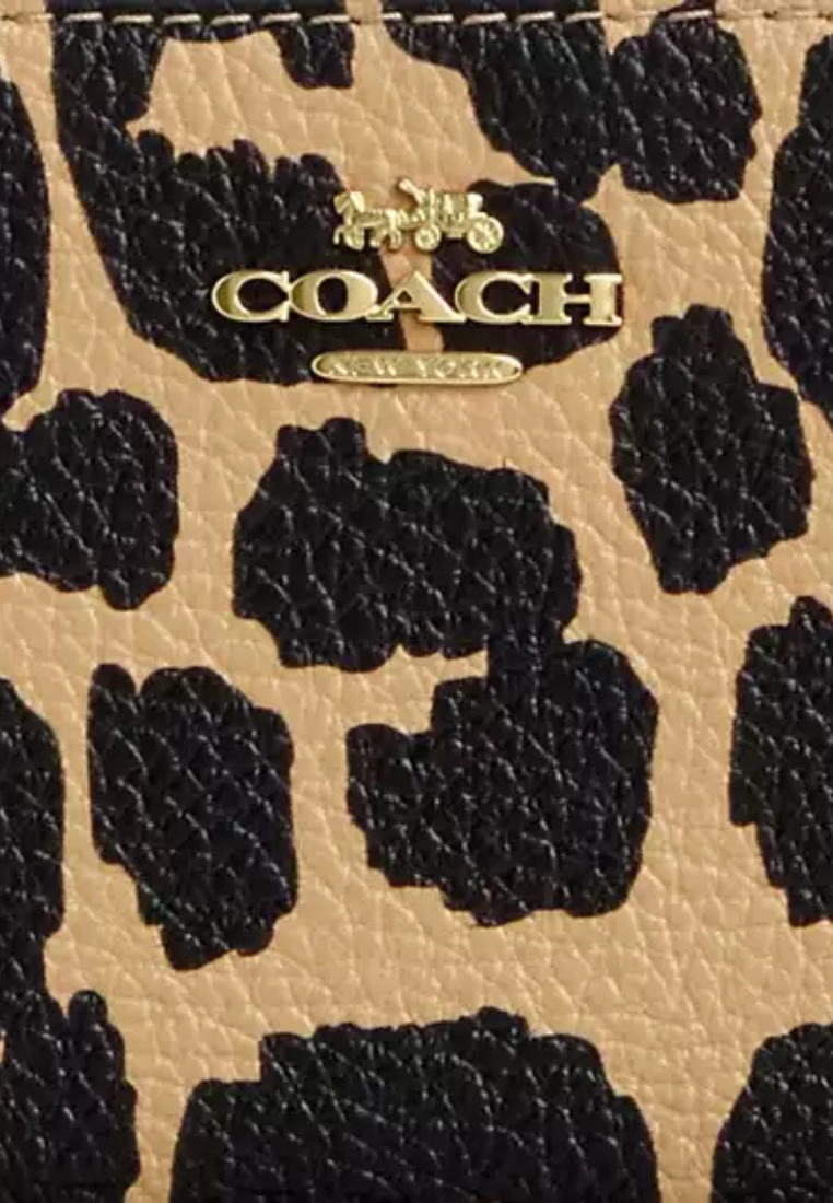 Coach Long Zip Around Wallet With Leopard Print In Leopard Multi CBT24